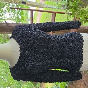 MagicScarf Black Textured Stretchy Fitted Shirt